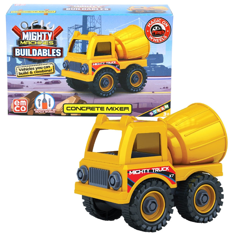Mighty Machines Buildables-Concrete Mixer| Build & Combine Vehicle| Easy To Build Pull Back & Friction Vehicle