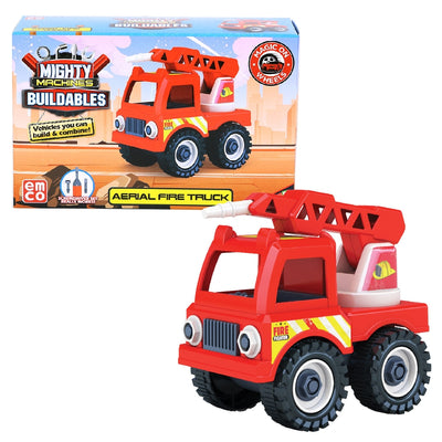 Mighty Machines Buildables -Aerial Fire Truck| Build & Combine Vehicle | Easy To Build Pull Back & Friction Vehicle