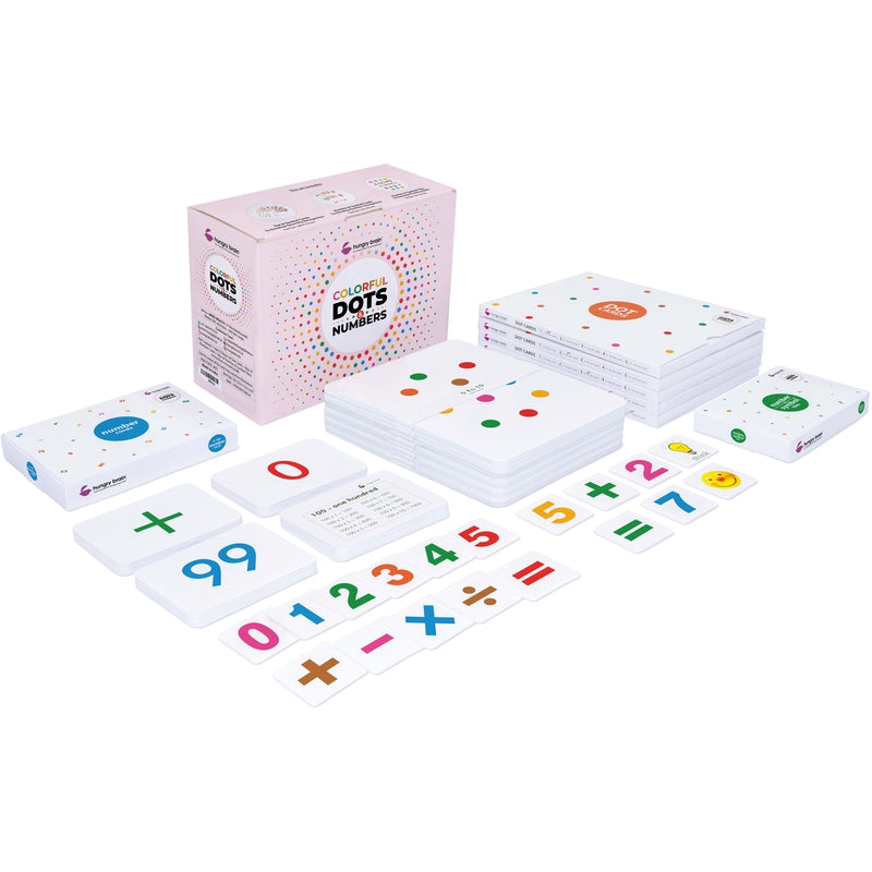 Colorful Dots & Numbers Maths Flashcards Gift for Babies I 101 Dot Cards,100 Mini Number Cards, Symbols Cards