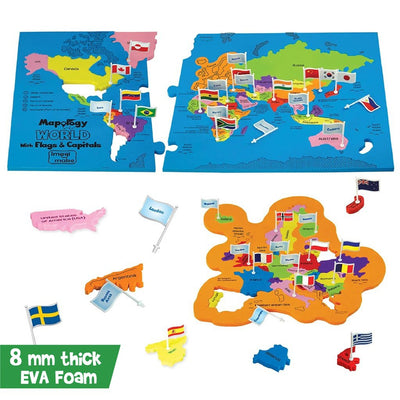 Mapology World with Flags & Capitals Puzzle Frame Set