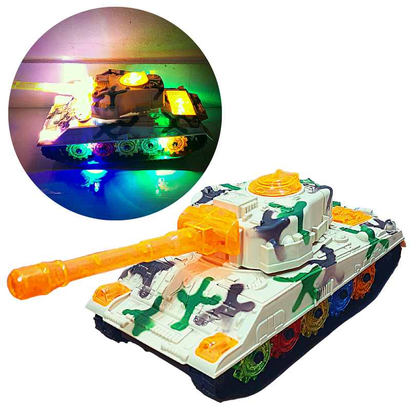 Tank Toys  | 3D Lightning | Music | for Kids (Cream White Tank Style 2)