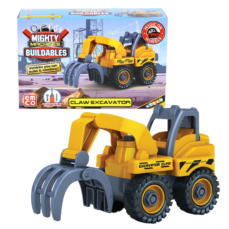 Mighty Machines Buildables-Claw Excavator|Build & Combine Vehicle|Easy To Build Pull Back & Friction Vehicle