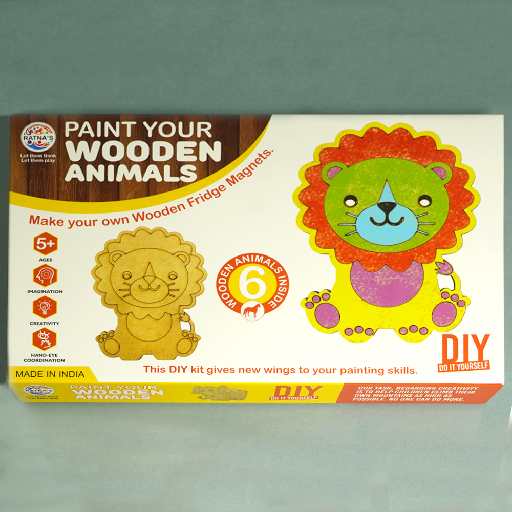 Paint Your Wooden Animals DIY Kit ( With Fridge Magnets )