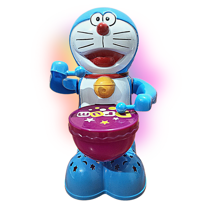 Rotating Doraemon Beat Drummer Toy with Flashing Lights (1-4 Years)