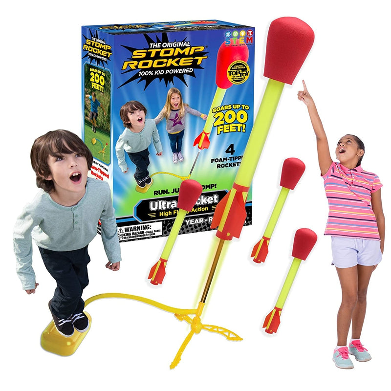 Stomp Rocket Original Ultra Rocket Launcher|Soars 200 Feet|4 High Flying Rockets and Adjustable Launcher