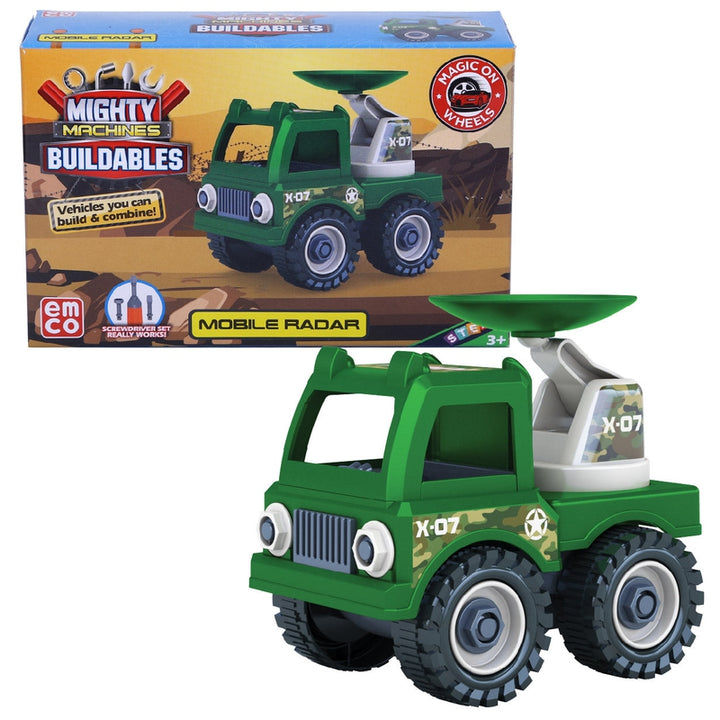 Mighty Machines Buildables-Mobile Radar| Build & Combine Vehicle| Easy To Build Pull Back & Friction Vehicle