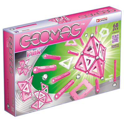 Magnetic Pink Panel Construction Toys (68 Pieces)