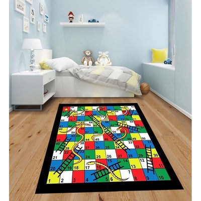 Fold-able Snake and Ladder Board Game Big Size Floor Play Mat 4 X 4 Feet with Dice 4 Inches 1 Tokens Anti-Skid Family Fun Playing Outdoor Indoor Activity