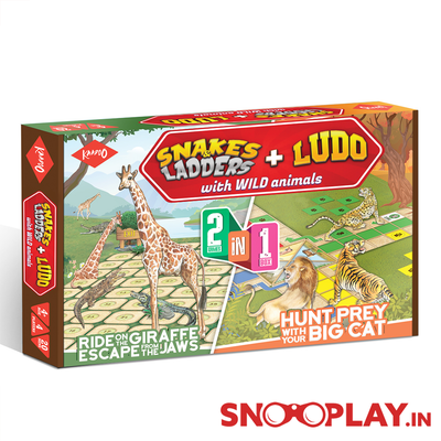 Classic Snakes & Ladders, Ludo With Wild Animals Board Game