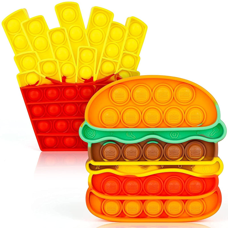 Burger & Fries Shaped Pop It Bubble Stress Relieving Toy (Pack Of 2)