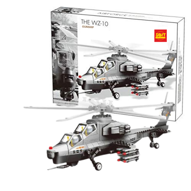 Helicopter Air Force Gunship Building Block Set (283 Blocks)