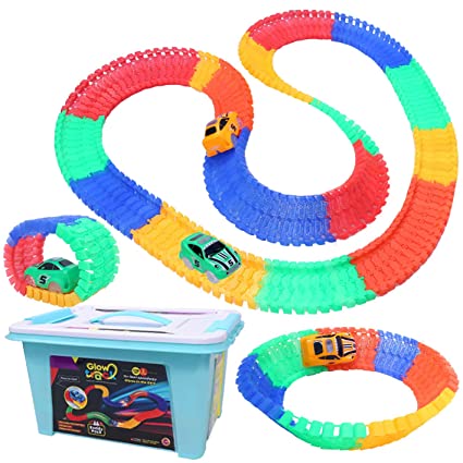 Glow Track Action Car Set - 238 Pieces (Bendable Track Set)