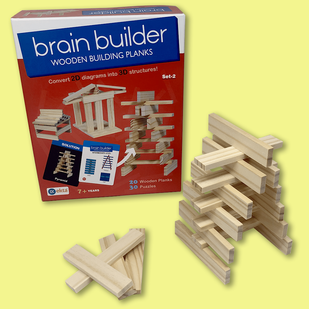 Brain Builder Wooden Building Plank Blocks (SET-2)