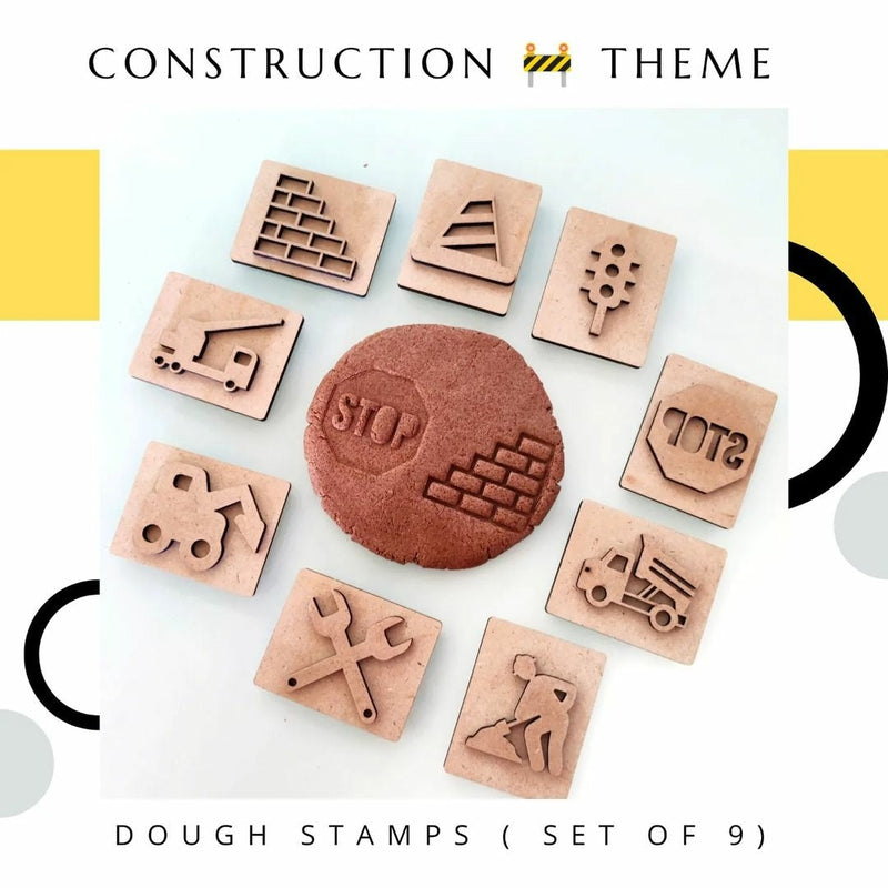 Construction Theme Stamp Set | Stamp Set of 9 | Stamping Set Toy for Kids