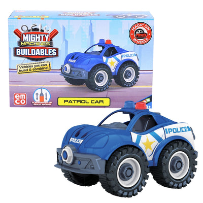 Mighty Machines Buildables-Patrol Car| Build & Combine Vehicle| Easy To Build Pull Back & Friction Vehicle