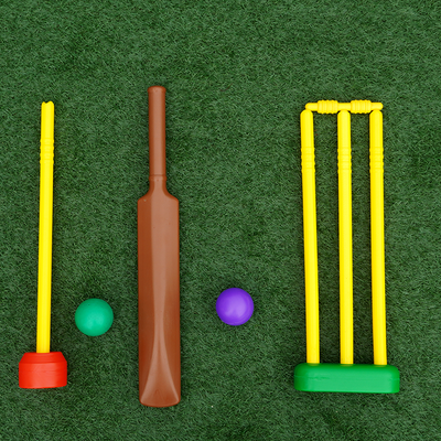 Cricket Set for Kids (1 Bat, 1 Ball, 4 Wickets, 2 Bails, 2 Stands)