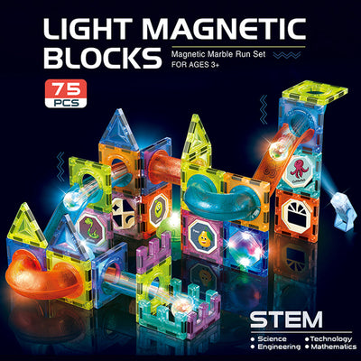 Magnetic Tiles With Lights Building Blocks for Kids ( 73 Pcs)