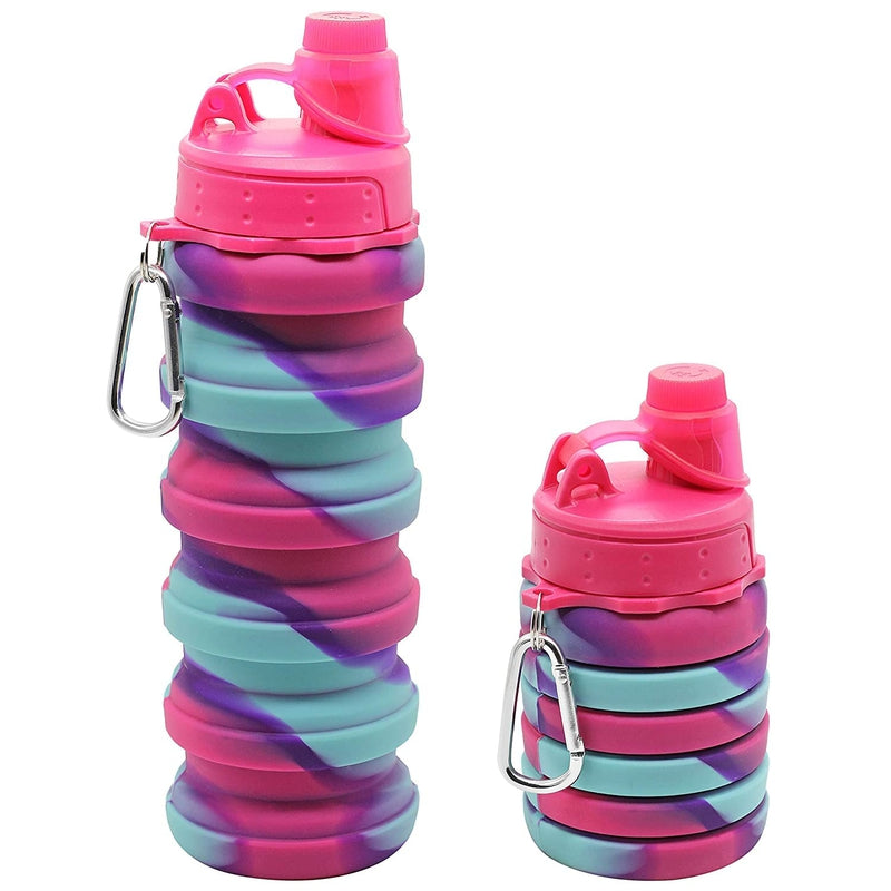 Collapsible Reusable BPA Free Silicone Folding Sports Water Bottles for Travel Camping Hiking, Kids Students & Adults Multicolor ( Random color will be send)