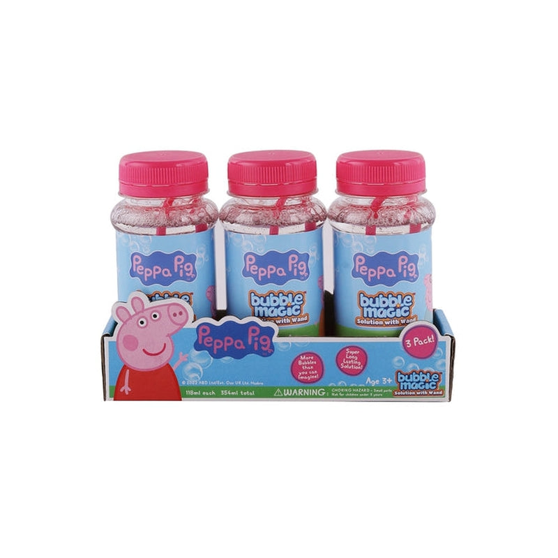 Bubble Magic Peppa Pig Pack Of 3 118 ML Thick Viscous Concentrate Solution Bottle with Wand-Blow