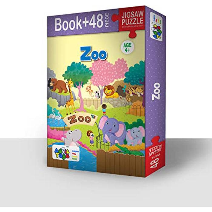 Zoo- Jigsaw Puzzle (48 Piece + Educational Fun Fact Book Inside)