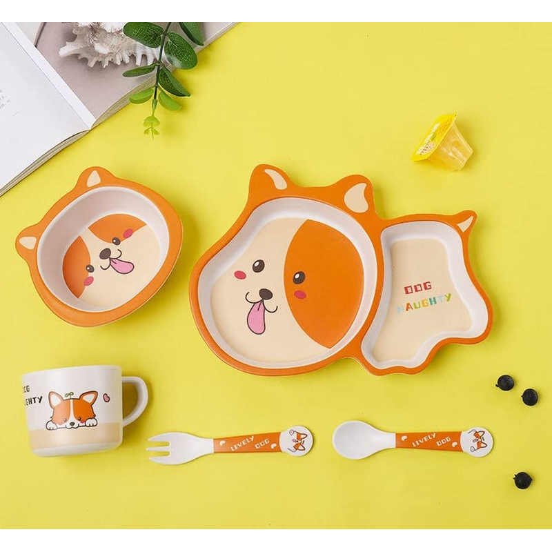 Set of Fiber Dinnerware Feeding Set (6 Months Years) Puppy