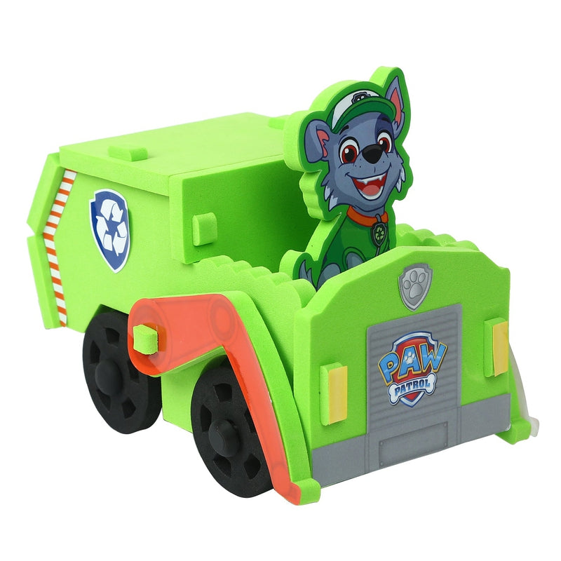 Li'l Wizards Paw Patrol Rocky Build N' Play ,Easy To Build 3D Foam Vehicle-Moving Wheels