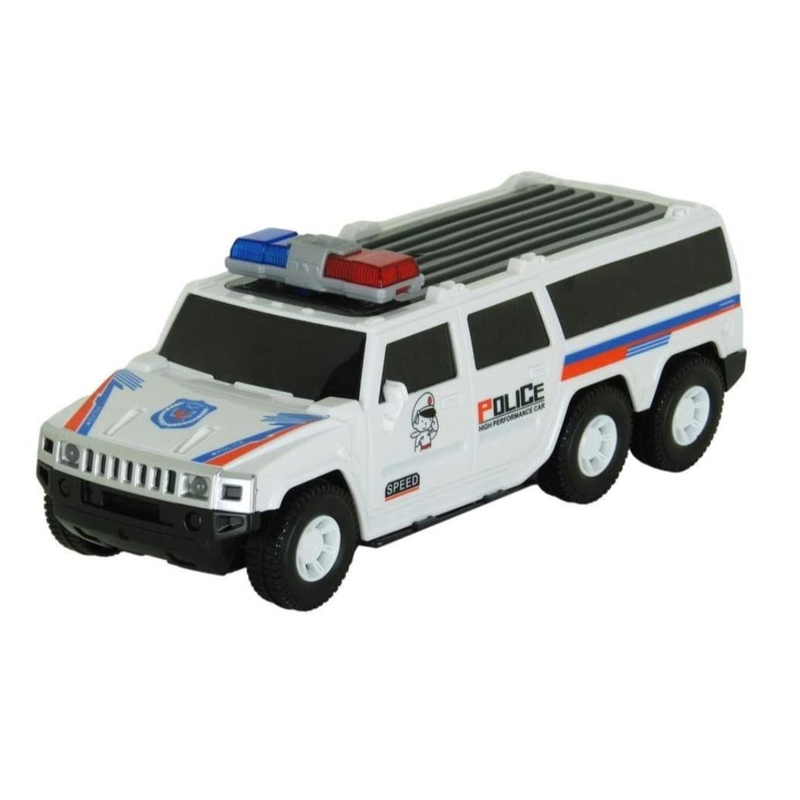 360 Degree Rotating Bump and Go Action USV Police Car Toy for Kids with Light & Siren Sound (Pack of 1) White