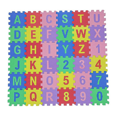 36 Pieces Mini Puzzle Foam Mat for Kids, Interlocking Learning Alphabet ABCD and Numbers 0123 Floor Play Mats