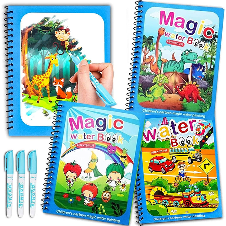 Set of 3 - Magic Water Coloring Pen with Reusable Painting Books (5-7 Years)