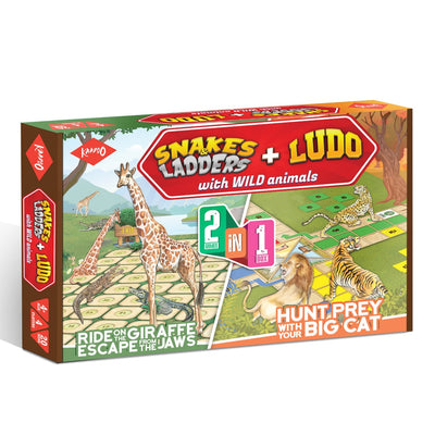 Classic Snakes & Ladders, Ludo With Wild Animals Board Game