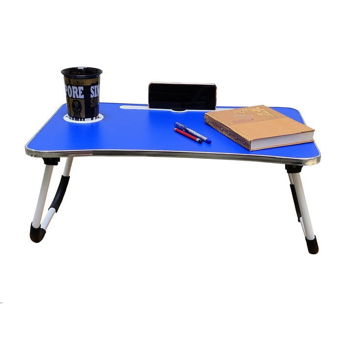 Foldable Blue Portable Laptop Lap Desk, Computer Bed Table for Working/Writing/Reading on Low Sitting Floor