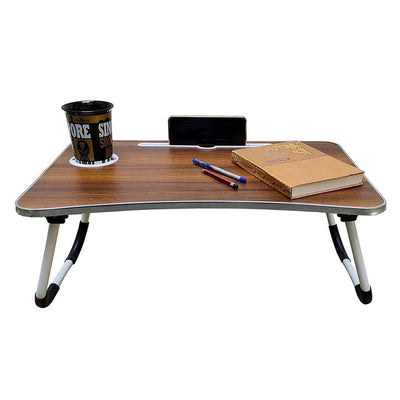 Foldable Brown Portable Laptop Lap Desk, Computer Bed Table for Working/Writing/Reading on Low Sitting Floor
