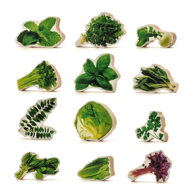 Leafy Vegetables Wooden Toys for Kids- 12 Pieces