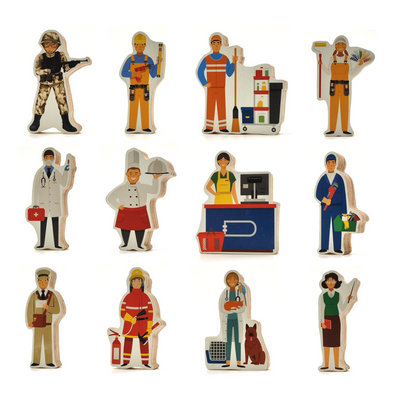 Community Helpers Wooden Toys for Kids- 12 Pieces
