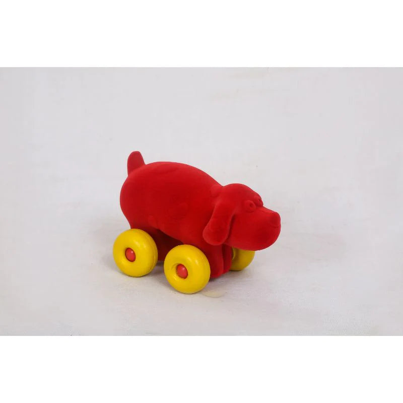 Red Dog With Yellow Wheels