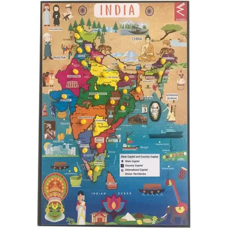 Wooden India Map Jigsaw Puzzle – (22 Pieces)