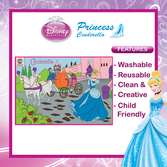 Disney My colouring mat Princess cindrella , Washable & reusable