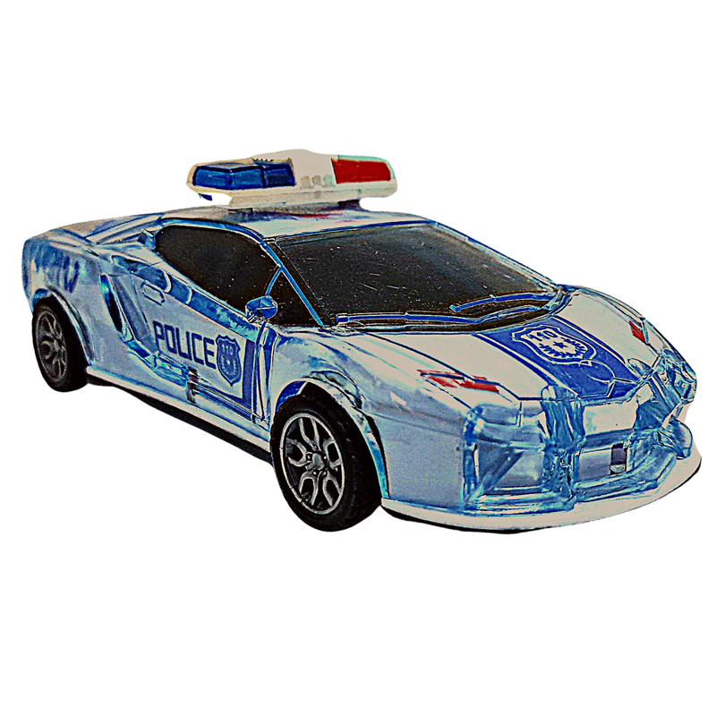 Friction Powered Mini Police Car with Music and 3D Lightning | Pull Back Police Car for Kids (Mini Police Car)