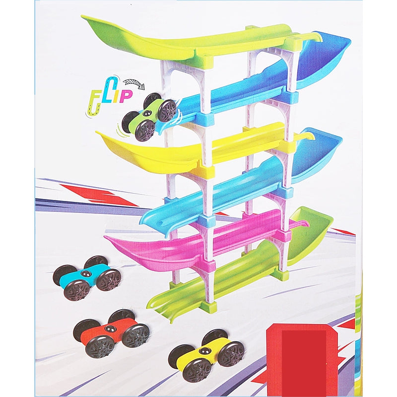 6-Level Racer Ramp Toy with 4 Car Raceing Track for Toddlers, Boys & Girls Mini Playset - Speeding Vehicle Toys