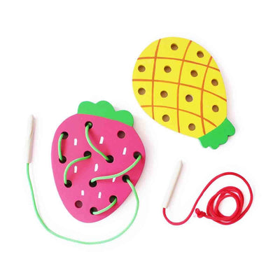 Wooden Lacing Fruit Set - Set Of 2