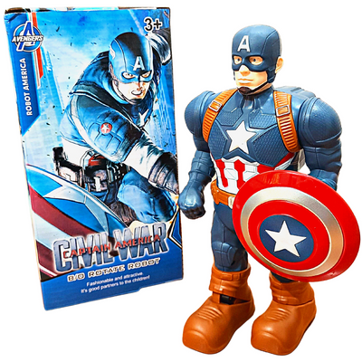 Captain America Action Figure | Avengers Toys | Rotate | Lightning | Music | Walking