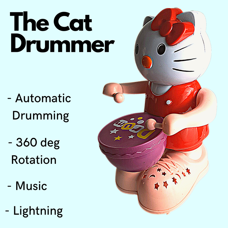 Cat Beat Drummer Toy for Kids | Flashing Lights | Rotation Movement Song & Music Toy