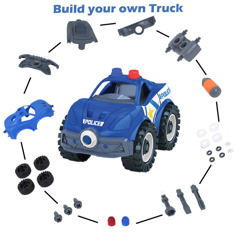 Mighty Machines Buildables-Patrol Car| Build & Combine Vehicle| Easy To Build Pull Back & Friction Vehicle