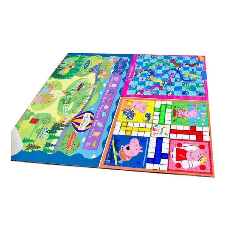 Peppa Pig Jumbo 3 in 1 Ludo, Snake & Ladder With Road Trip Game with Dice & Tokens, Reversible Anti-Skid