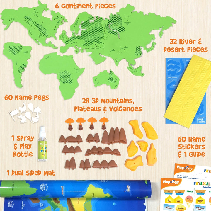 Mapology - Physical Features of World Game (6 Continent Pieces)