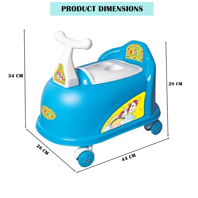 Scooter Shape Potty Training Seat with Easy Grip Handles, Wheels (Blue)