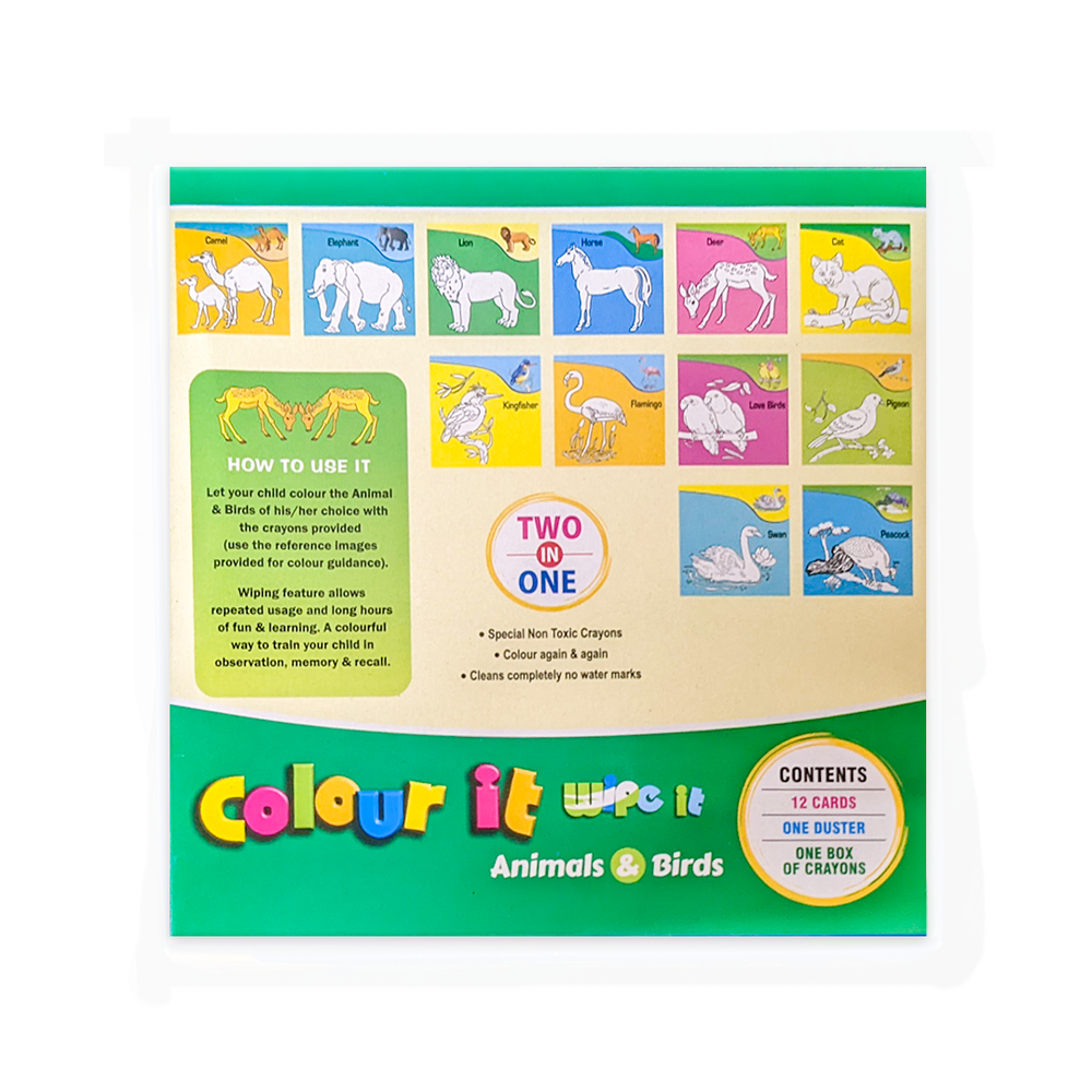 Colour It - wipe it ( Mini ) - Animals & Birds