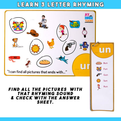 Rhyming Three Letter Words 18 Families Reusable I-spy mats set - great for Reading, Phonics and Ending Sounds Recognition