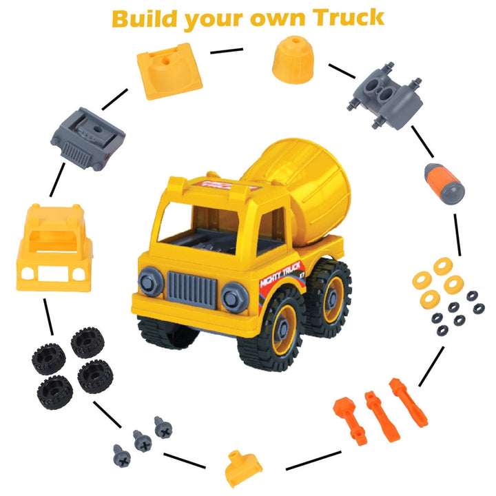 Mighty Machines Buildables-Concrete Mixer| Build & Combine Vehicle| Easy To Build Pull Back & Friction Vehicle