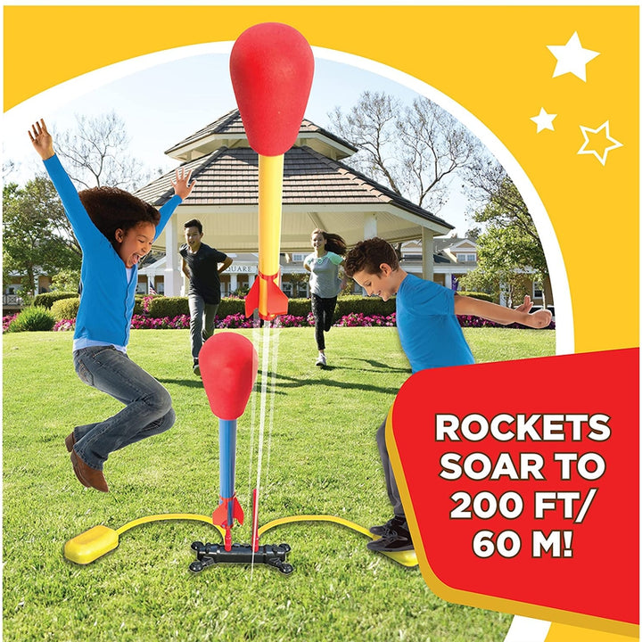 Stomp Rocket Original Dueling Rocket Launcher|Soars 200 Ft|4 Rockets and Multi-Player Adjustable Launcher Stand